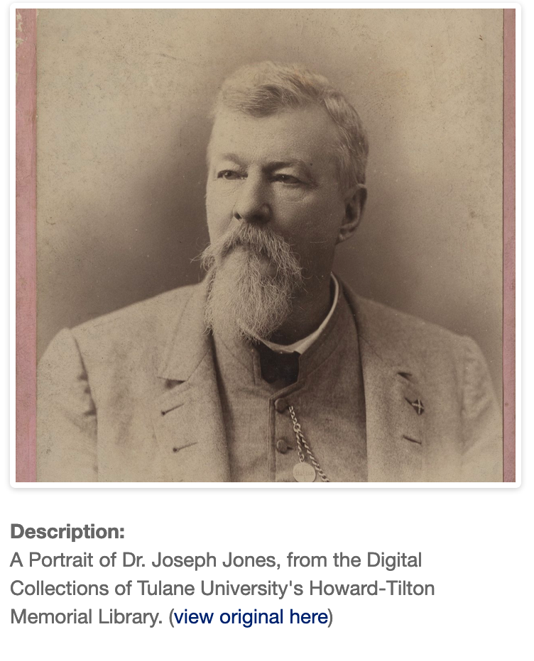 A Regional Affliction a Portrait of Dr. Joseph Jones in the New South Title of Site Rice